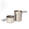 Set de tres piezas de camping de titanio dinner-set para taza de pote y un pequeño tazón